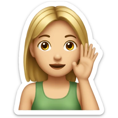 Girl cupping her ear with her hand sticker