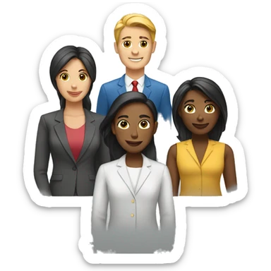 corporate team with gender equality sticker