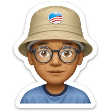 obama wearing glasses and bucket hat sticker