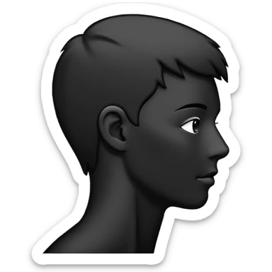 Minimalistic flat vector icon, iOS style, thin black outline on white background. Person silhouette. Black, completely monochrome, matte.  sticker