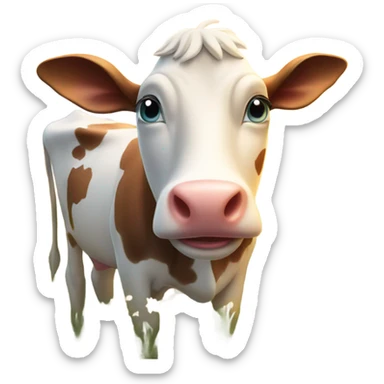 Smiling cow in a sunrise field sticker