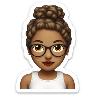 Girl with Red highlights, clear glasses, white croptop, Puerto Rican sticker