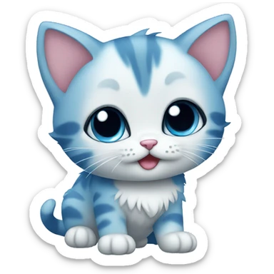 blue cute kawaii kitten sticker