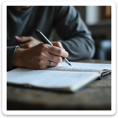 hyperrealistic 4K close-up of hand writing in cycle monitoring diary: 'Week 2: weight, pressure, tests, side effects', gym desk, detailed sticker