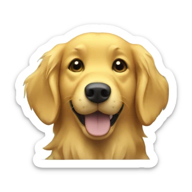 Golden retriever smiling out a car window in a yellow life jacket sticker