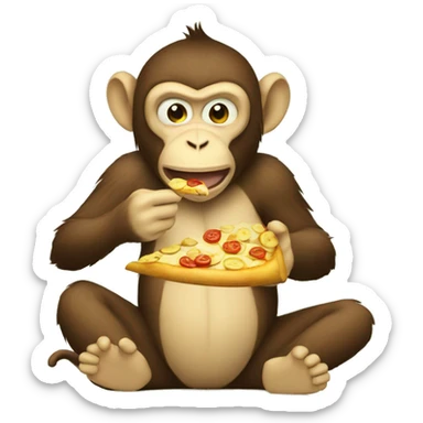 Monkey eating banana pizza throwing  sticker