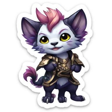 Cool cute Kawaii edgy fantasy shiny chibi animal creature fursona Fionbri vernid by griffsnuff & LiLaiRa & Falvie full bodyal sticker