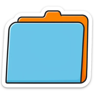 exact default Mac OS folder icon with the classic tab design in light pastel blue color sticker