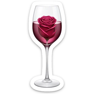 Glass of dark rose in slender glass sticker