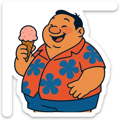 fat man with ice cream, inspired by Lilo and Stitch sticker