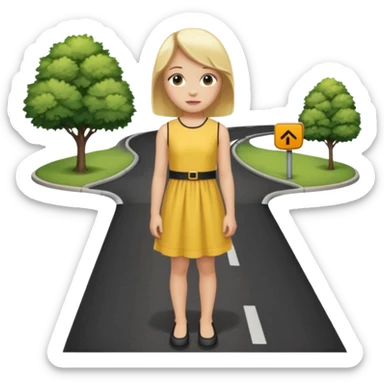 generate an emoji a blond girl next to a road kerb sticker