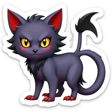 Vampiric feral emo dark Litten-Noibat-Fakémon-hybrid-creature (full body) sticker