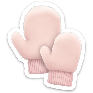 Pale pink winter mittens with fur sticker