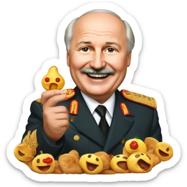 Very happy Alexandr Lukashenko with Kartoffeln in his hands sticker