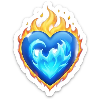 Emoji style Blue fire heart  sticker