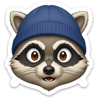 Angry Raccoon bandit with beanie hat sticker