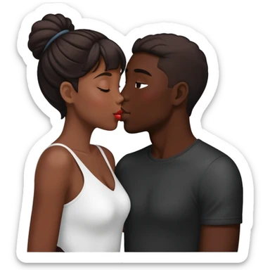Two attractive people in love kissing, black sticker