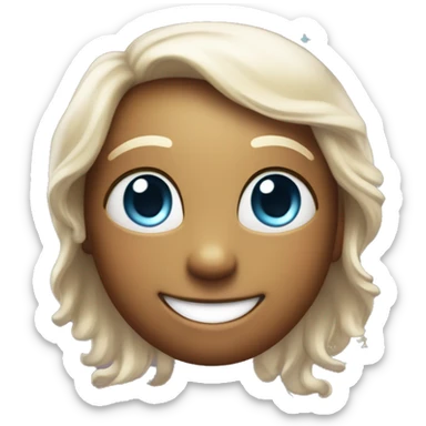 a sparkling, wide-eyed face with a big smile, glowing skin, and a subtle shimmer effect. It could have a rainbow-colored halo above its head, with tiny stars and rhinestones around it, giving off a magical, joyful vibe.

 sticker