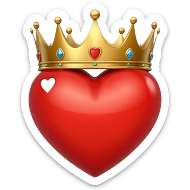 Red heart and crown on top sticker