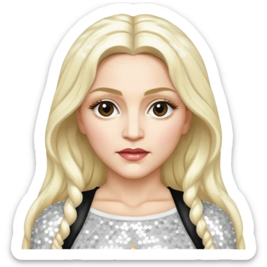 Madonna with long platinum blonde hair, white sequin outfit sticker