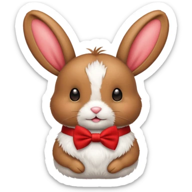 brown bunny with red bowtie sticker