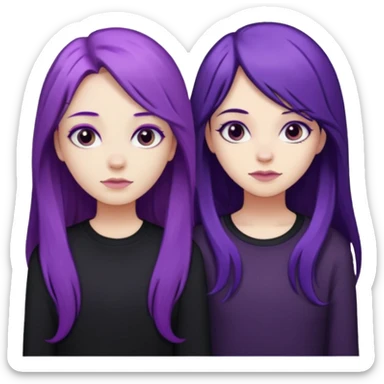 faz duas raparigas menos gótica mas com cabelo roxo comprido e outra cabelo roxo mais escuro e camisola preto sticker