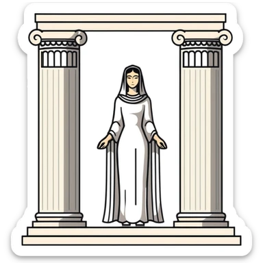 High Priestess tarot card with mysterious woman between two pillars sticker