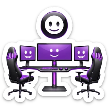 purple gaming setup with two monitors sticker