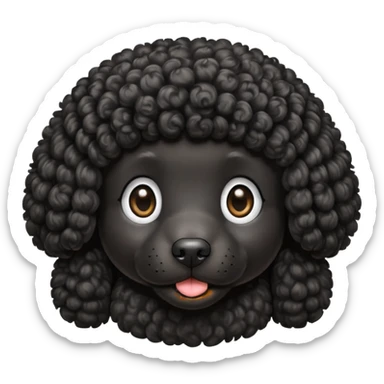 black poodle, round face sticker
