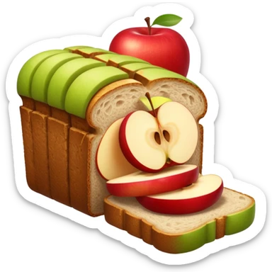 half sliced bread with apple slices inside sticker
