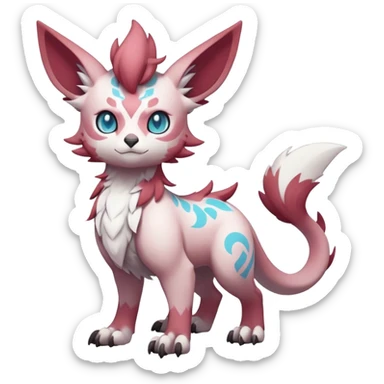 Vibrant Male cute cool anime-styled Falvie-Fionbri-fantasy-creature-Fakémon-Pokémon, full body, with random markings sticker