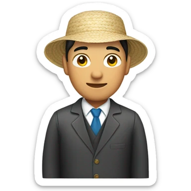 Asian rice farmer wearing suit sticker
