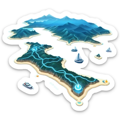 futuristic sea map  a route  sticker