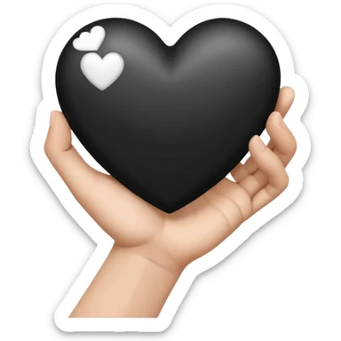  black and white heart in hand sticker