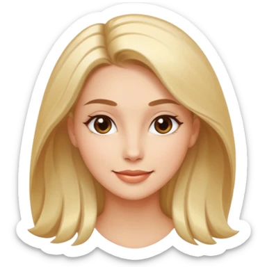 Create a 3D emoji in iOS emoji aesthetic style of a beautiful woman. She has smooth skin, shiny hair, soft facial features, and a gentle warm smile. Lighting is bright and balanced, with clean white background and soft shadows. The design should look expressive, glossy like real iPhone emojis

 sticker