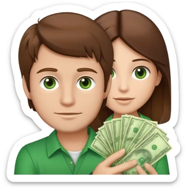 brown hair MAN who holds money sticker