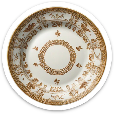 antique patterned plate sticker