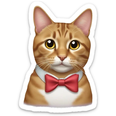tabby cat wearing a bow tie sticker