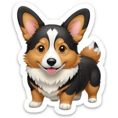 black tricolor corgi in snow sticker