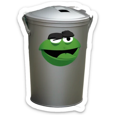 oscar the grouch inside metal trash can sticker