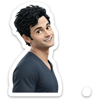 smiling boy with black hair sticker