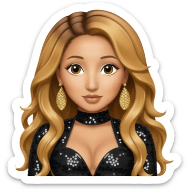 Adrienne Bailon from 3lw/Cheetah Girls with long golden brown hair, black sequin outfit sticker