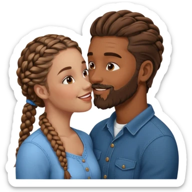 brown skin man with beard and braids making out with white woman with brown hair  sticker