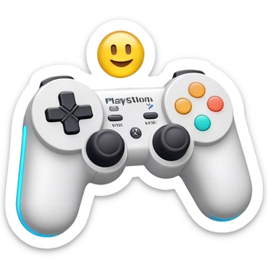 Clash of Clans aesthetic: Cinematic Playful PlayStation Move Controllers Portrait Emoji, rendered in a 3D vector-style similar to standard emojis with minimal shading and bold, simplified shapes. A compact, distinct form with signature details, softly glowing with a cutting-edge console technology charm. Simplified yet unmistakably iconic, highly detailed and consistent, glowing with a soft radiance and high shine. Stylized with a touch of technological advancement and a soft glowing outline, capturing the essence of a beloved gaming relic with a friendly, playful manner! sticker