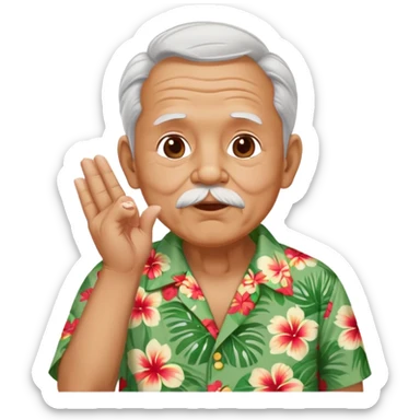 old man in hawaiian shirt blowing a kiss sticker
