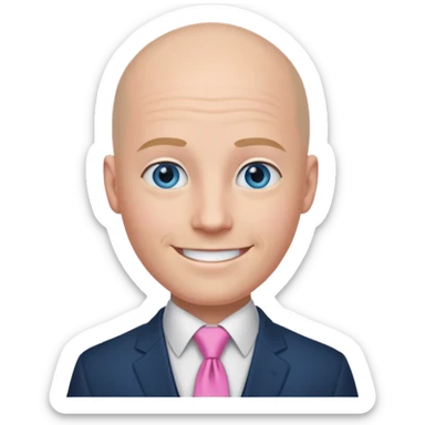 Bald blue eyed groom  with  pink tye  sticker