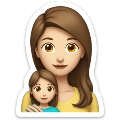 mother and child with brown hair5 and white skin full length sticker