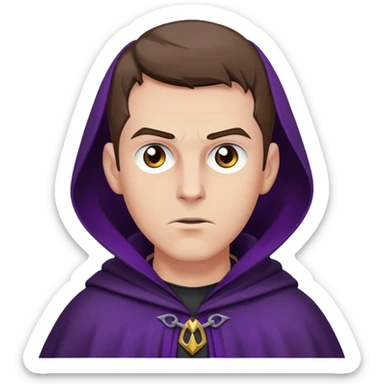 Amycus Carrow in harry potter, a man thin, brown hair, crew cut hair, look evil, dark purple cloak sticker