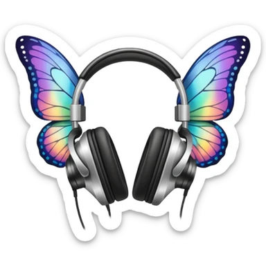 headpones with butterfly wings sticker