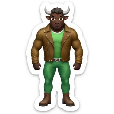 Big green bull full body with brown jacket sticker